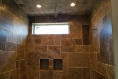 Shower room with LED ceiling lights