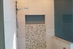 Shower room with ceiling lights