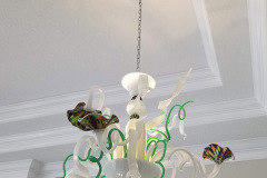 Italian handblown glass fixture in dining room of a new home