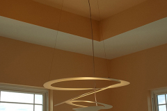 LED spiral light in dining room renovation