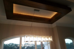 Ceiling tray with light LED tape and custom dining room light fixture
