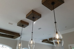 Close-up of custom trays and pendant lights